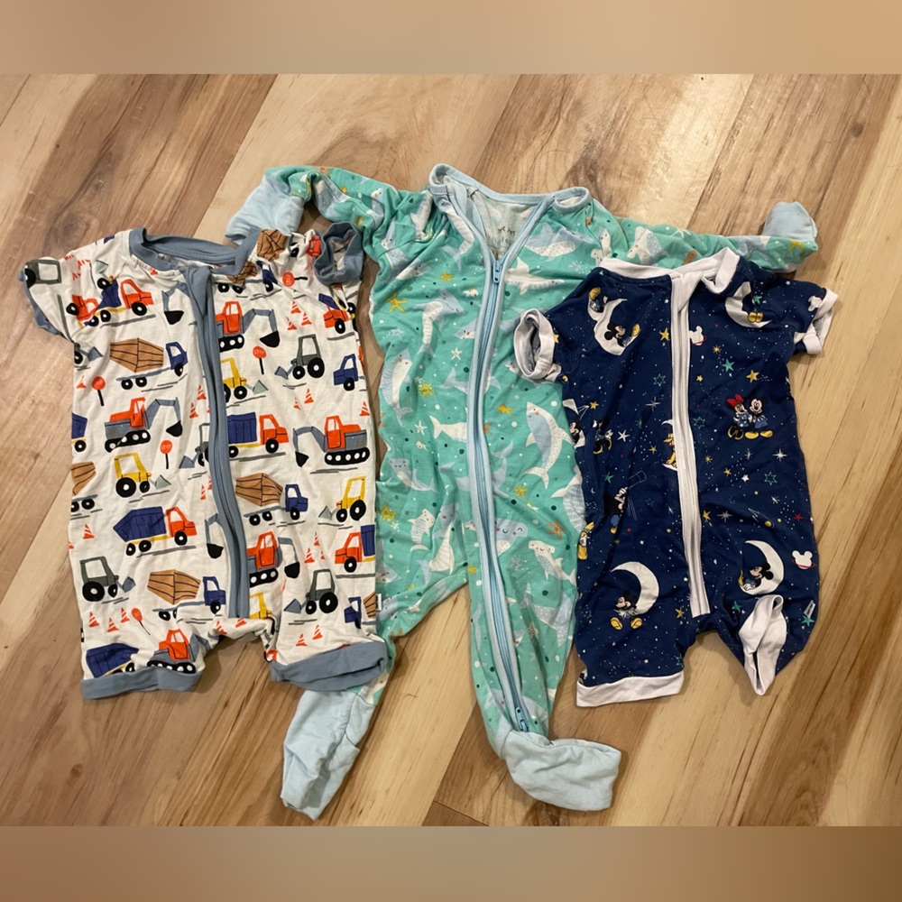 Set of Three Baby Little Sleepies jammies with Fun Prints